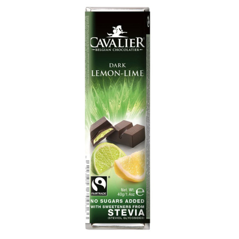 Baton z deserowej czekolady z nadzieniem cytrynowym i z limonką Cavalier, 40g