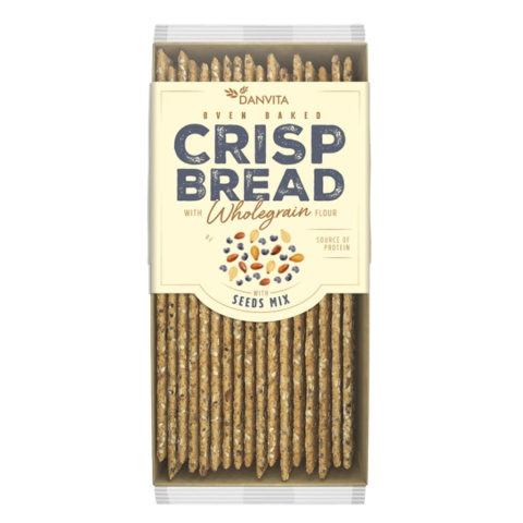 Płaskie chlebki pszenne z mąki pełnoziarnistej z mieszanką nasion Danvita, 130g